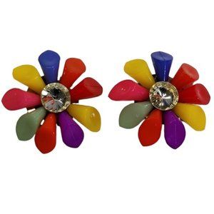 Large Colorful Vintage Pinwheel Earrings